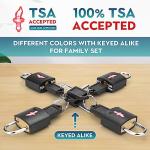 DUALCROWN TSA Approved Locks for Luggage Set of 8 TSA Accepted Key Travel Suitcase Locks Padlock Apply to Locker Lock, Suitcase, Carry On, Backpack, Laptop Bag (Black 8 Pack)