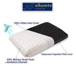 alkamto Memory Foam Pillow for Travel and Camping with Extra Cotton Cover – Easy to Carry Portable Bag (Black)