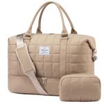 LOVEVOOK Large Duffle Bag for Travel, Puffer Weekend Bags for Women Travel Tote, Carry on Duffel Bag for Airplanes, 18 Inch Personal Item Bag Gym Bag Women, Coffee
