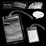 WYOMER 100 Pieces Clear Plastic ID Card, Luggage Bag and Badge Label Holders with 100 Pack Luggage Tag Loop Straps for Office, Business and Travel Supplies