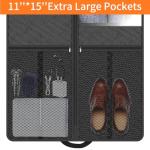 Suit Garment Clothes Travel Bag: 43 inch Lightweight Foldable Black Short Fabric Breathable - Hanging Storage Cover Pockets Zipper for Men - Wardrobe Carry Coat Jacket Uniform Tuxedo Shirt