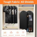 Suit Garment Clothes Travel Bag: 43 inch Lightweight Foldable Black Short Fabric Breathable - Hanging Storage Cover Pockets Zipper for Men - Wardrobe Carry Coat Jacket Uniform Tuxedo Shirt