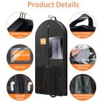 Suit Garment Clothes Travel Bag: 43 inch Lightweight Foldable Black Short Fabric Breathable - Hanging Storage Cover Pockets Zipper for Men - Wardrobe Carry Coat Jacket Uniform Tuxedo Shirt
