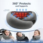 Purroch Advanced Memory Foam Neck Travel Pillow, Neck Pillow Airplane with Eye Mask & Ear Plugs, Designed for The Comfort of Travel & Office, Travel Pillow for Plane, Car, Home, Work, Dark Grey