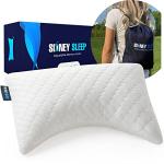Sidney Sleep Mini Travel Size Neck Pillow - Knee, Back Lumbar and Support - Small Curved Pillow - 14 x 19 Inches - Adjustable Loft - Washable - Drawstring Backpack Included