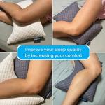 Sidney Sleep Mini Travel Size Neck Pillow - Knee, Back Lumbar and Support - Small Curved Pillow - 14 x 19 Inches - Adjustable Loft - Washable - Drawstring Backpack Included
