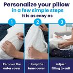 Sidney Sleep Mini Travel Size Neck Pillow - Knee, Back Lumbar and Support - Small Curved Pillow - 14 x 19 Inches - Adjustable Loft - Washable - Drawstring Backpack Included