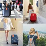 Gostwo 2 Pack Luggage Tags for Suitcases, 26 Initial Letter Travel Luggage Baggage Identification Labels ID Tag Fully Bendable Tags with Stainless Steel Loop (Orange) (Letter M)