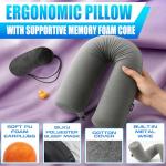 Twist Memory Foam Travel Pillow - Comfortable & Adjustable Neck Pillow for Traveling with Soft Washable Velvet Cover, Eye Mask & Earplugs - Long Flight Essentials | for 360° Neck Support, Chin, Lumbar