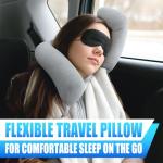 Twist Memory Foam Travel Pillow - Comfortable & Adjustable Neck Pillow for Traveling with Soft Washable Velvet Cover, Eye Mask & Earplugs - Long Flight Essentials | for 360° Neck Support, Chin, Lumbar