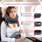 nadachi Neck Pillow Airplane Travel Set - Pure Memory Foam Travel Pillow for Long Flights Essentials, Sleeping with 3D Contoured Eye Mask, Earplugs, Portable Bag (Grayish)