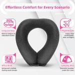 nadachi Neck Pillow Airplane Travel Set - Pure Memory Foam Travel Pillow for Long Flights Essentials, Sleeping with 3D Contoured Eye Mask, Earplugs, Portable Bag (Grayish)