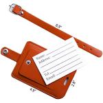 Luggage Bag Tags Leather Travel ID Labels Suitcase Name Tags with Snap - Set of 2