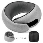 4litamz Travel Neck Pillows, 100% Memory Foam Filling, Travel Pillows for Airplanes, Compact and Ergonomic Design, Best for Sleeping Plane Train Travel Essentials (Light Grey)