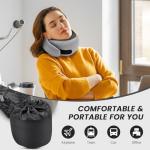 4litamz Travel Neck Pillows, 100% Memory Foam Filling, Travel Pillows for Airplanes, Compact and Ergonomic Design, Best for Sleeping Plane Train Travel Essentials (Light Grey)