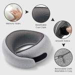 4litamz Travel Neck Pillows, 100% Memory Foam Filling, Travel Pillows for Airplanes, Compact and Ergonomic Design, Best for Sleeping Plane Train Travel Essentials (Light Grey)