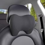 Super Cozy Car Headrest Pillow, 100% Memory Foam Car Neck Pillow with Adjustable Strap & Breathable Removable Cover, Ergonomic Design - Travel Pillow Car Pillow for Neck/Back Pain Relief(Black, 1PC)