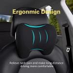 Super Cozy Car Headrest Pillow, 100% Memory Foam Car Neck Pillow with Adjustable Strap & Breathable Removable Cover, Ergonomic Design - Travel Pillow Car Pillow for Neck/Back Pain Relief(Black, 1PC)