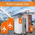 Mziart 2 Pack Silicone Luggage Tags for Suitcases Travel Bag Tags for Luggage, Baggage Suitcase Tags with Privacy Name ID Card (Orange)