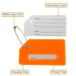 Mziart 2 Pack Silicone Luggage Tags for Suitcases Travel Bag Tags for Luggage, Baggage Suitcase Tags with Privacy Name ID Card (Orange)