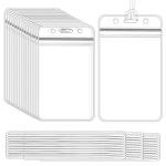 WYOMER 50 Pieces Plastic Holders for Luggage Tags, Badge Labels, and ID Cards with 50 Pack Luggage Tag Loop Straps for Office, Business, and Travel Supplies