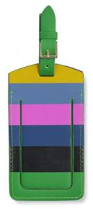 Kate Spade New York Vegan Leather Luggage Tag for Women, Durable Suitcase ID Tag, Enchanted Stripe