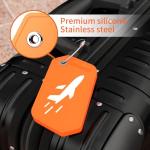 leevanoo Silicone Luggage Tag, 4 Pack Travel Suitcase Tags with Name ID Card, Bright Orange