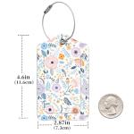 2 Pcs Luggage Tags for Suitcase, Cute Unique PU Leather Travel Bag Tag with Privacy Cover ID Label Address Card and Durable Metal Ring Suitable for Men Women Children Backpack,Colorful Flowers A