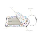 2 Pcs Luggage Tags for Suitcase, Cute Unique PU Leather Travel Bag Tag with Privacy Cover ID Label Address Card and Durable Metal Ring Suitable for Men Women Children Backpack,Colorful Flowers A