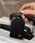 toTravelGear Luggage Tags for Suitcases,2 Pack PU Leather Privacy Protection Bag Tags Travel Accessories Essentials,Black