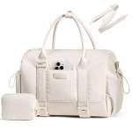 LOVEVOOK Small Gym Bag for Women with Yoga mat Holder, Mini Duffle Bag for Travel with Wet Pocket, Overnight Personal Item Bags (White, 14.5 inch-Small-2Pcs)