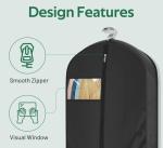 KEETDY 65" Long Garment Bags for Travel 4" Gusseted Dress Bag for Hanging Clothes Cover 3 Packs Clothing Protector for Closet Storage for Gowns, Coats, Black