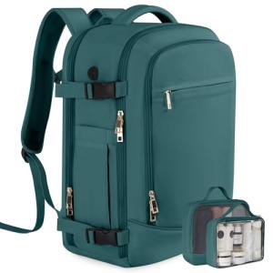 Rinlist Travel Backpack, Carry-on Backpack for Men Women, Travel Backpack Carry on Flight Approved, 40L Personal Item Backpack, Travel Essentials Must Haves, Peacock Blue