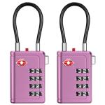 Puroma TSA Approved Luggage Travel Locks with Open Alert Indicator, 4 Digit Combination Resettable Code Zinc Alloy Lock for Suitcase, Backpack, Bag, Toolbox, Locker (2 Pack, Rose Purple)