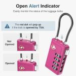 Puroma TSA Approved Luggage Travel Locks with Open Alert Indicator, 4 Digit Combination Resettable Code Zinc Alloy Lock for Suitcase, Backpack, Bag, Toolbox, Locker (2 Pack, Rose Purple)