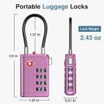 Puroma TSA Approved Luggage Travel Locks with Open Alert Indicator, 4 Digit Combination Resettable Code Zinc Alloy Lock for Suitcase, Backpack, Bag, Toolbox, Locker (2 Pack, Rose Purple)