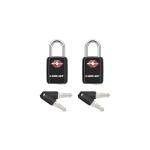SURE LOCK TSA Approved Luggage Locks - One Key Opens All, Compact & Durable Zinc Alloy Travel Lock with Steel Shackle, Keyed Alike (Black 2 Locks, Mini Size for Suitcase/Backpack/Gym Locker)