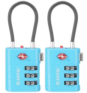 ANVIL TSA Approved Luggage Locks – High Security TSA008 Combination Travel Locks with Inspection Indicator for Suitcases and Backpacks. (2, Bule)