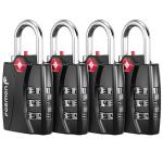 TSA Accepted Luggage Locks, Fosmon Open Alert Indicator 3 Digit Combination Padlock Codes for Travel Bag, Suit Case, Lockers, Gym, Bike Locks or Other (4 Pack)