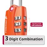 Fosmon TSA Accepted Luggage Locks (Orange - 4 Packs), Open Alert Indicator 3 Digit Combination Padlock Codes for Travel Bag, Suit Case, Lockers
