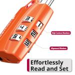 Fosmon TSA Accepted Luggage Locks (Orange - 4 Packs), Open Alert Indicator 3 Digit Combination Padlock Codes for Travel Bag, Suit Case, Lockers