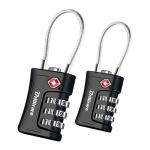 BRILLIRARE 2 Pack TSA Approved Luggage Locks, Combination Travel Cable Padlock, 3-Digit Waterproof Lock, TSA Accepted Outdoor Keyless Resettable Lock for Lockers, Bags, Gym, Gate-Black