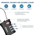 BRILLIRARE 2 Pack TSA Approved Luggage Locks, Combination Travel Cable Padlock, 3-Digit Waterproof Lock, TSA Accepted Outdoor Keyless Resettable Lock for Lockers, Bags, Gym, Gate-Black