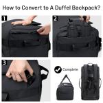 MIER 60L Water Resistant Backpack Duffle Heavy Duty Convertible Duffle Bag with Backpack Straps for Gym, Sports, Travel, Black