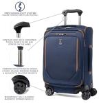 Travelpro Crew Classic Lightweight Softside Expandable Carry on Luggage, 8 Wheel Spinner Suitcase, Men and Women, Compact Carry On 20-Inch, Patriot Blue