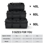 MIER 60L Water Resistant Backpack Duffle Heavy Duty Convertible Duffle Bag with Backpack Straps for Gym, Sports, Travel, Black