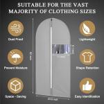 62-Inch Garment Bags Covers,Hanging Clothes Bag, Suit Cover Bags with Clear Window for Hanging Closet Clothes Storage and Travel (Gray)