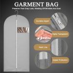 62-Inch Garment Bags Covers,Hanging Clothes Bag, Suit Cover Bags with Clear Window for Hanging Closet Clothes Storage and Travel (Gray)