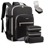 LOVEVOOK Travel Backpack for Women & Men 40L,Airline Approved Carry On Backpack Travel Essentials,TSA Carry on Luggage,Waterproof Personal Item Travel Bag,Suitcase with 3 Packing Cubes,Black-Grey