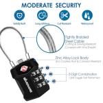 2 Pack TSA Approved Travel Luggage Locks, Cable Combination Lock Alloy, Metal Keyless 3-Digit Padlocks, Weatherproof TSA Accepted Padlock for Gym Locker, Golf Bag Case, Backpack, Black-by GIVERARE